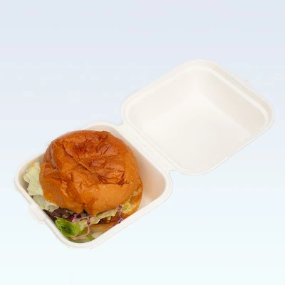 Factory Promotion Bagasse Hamburger Clamshell Box Sugarcane Environmentally Square Hamburger Boxhot Sale Products